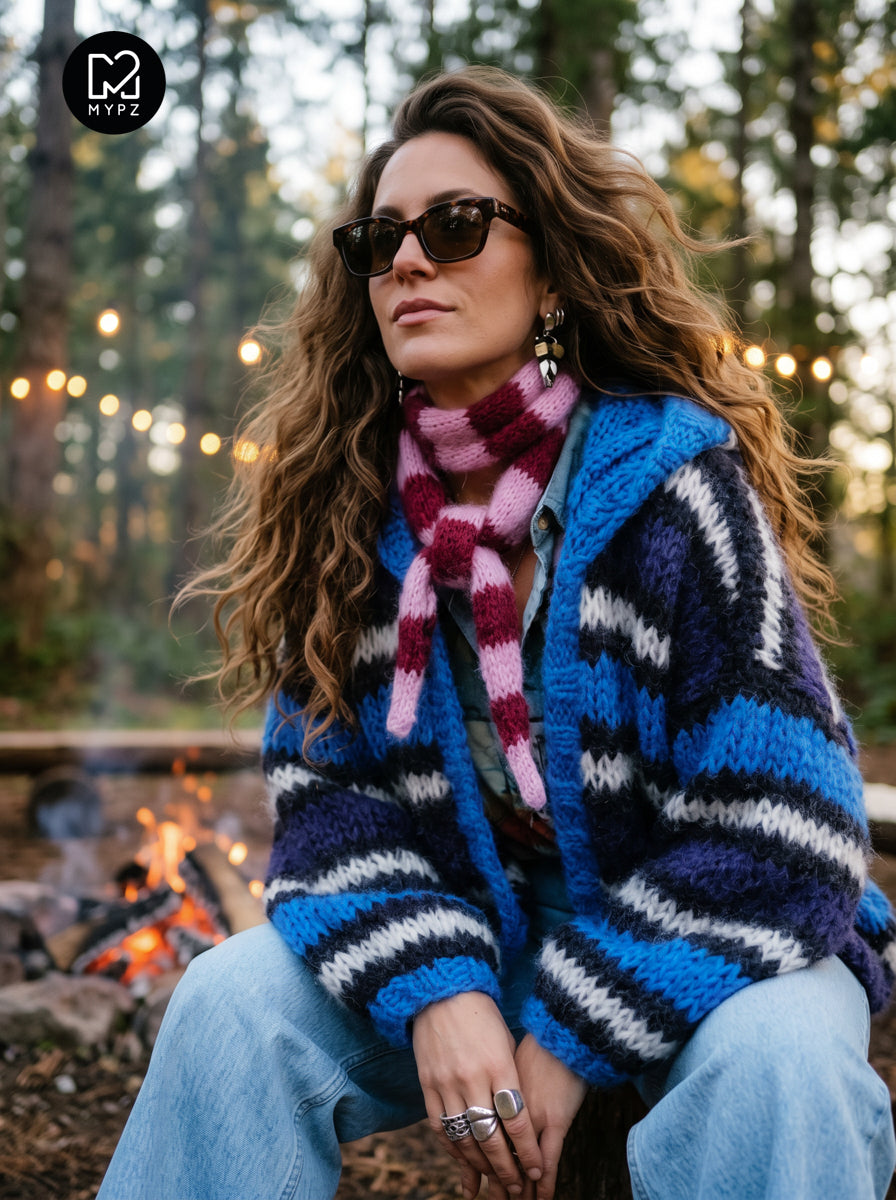 Knit pattern – MYPZ Hooded Chunky Mohair Bomber Cardigan Blue No.15 (ENG-DE-NL-ES-FR-IT-DA-SV-NO)