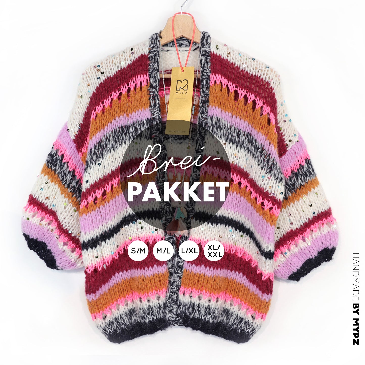 Knitting kit – MYPZ Light Alpaca Cardigan Twinkle Berry No10 (ENG-NL-DE)