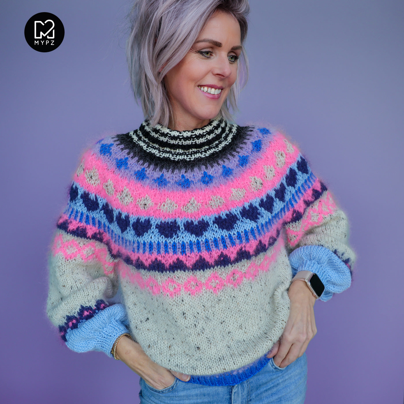 Knit pattern – MYPZ top-down sweater Blue Heart No6 (ENG-NL-DE)