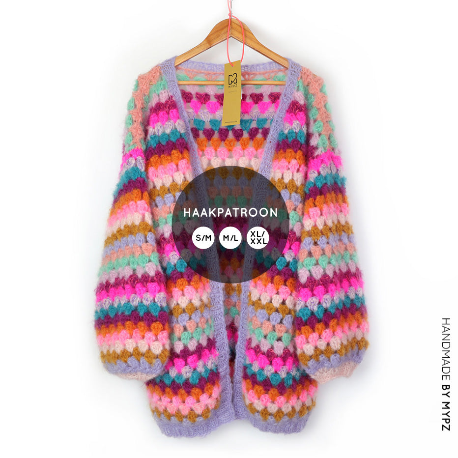 Crochet pattern - MYPZ Mohair Granny stripes cardigan Spirit (ENG-NL)