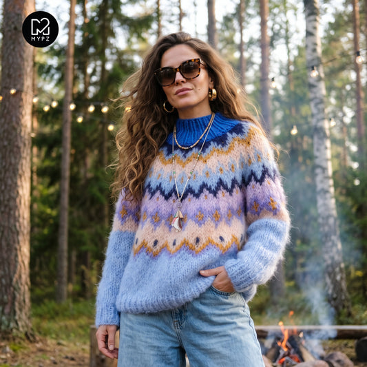 Knitting Pattern – MYPZ Chunky Topdown Mohair Pullover Blueberry No.12 (ENG-DE-NL-ES-FR-IT-DA-SV-NO)