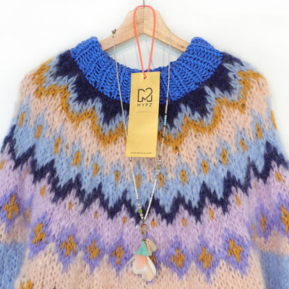 MYPZ  Chunky Topdown Mohair Pullover Blueberry