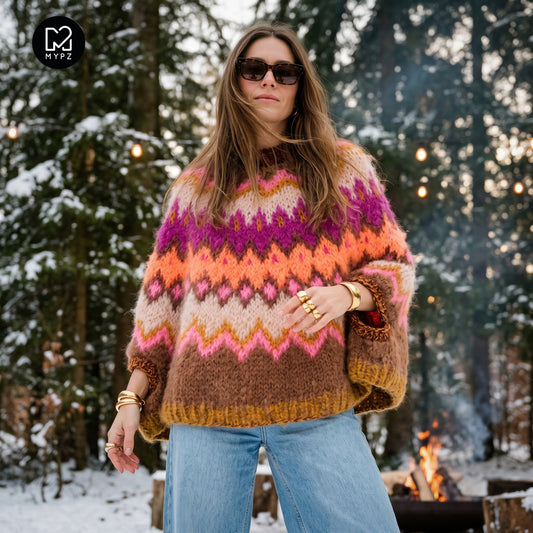 Knit pattern – MYPZ Chunky Topdown Mohair Poncho Brownberry No.12 (ENG-DE-NL-ES-FR-IT-DA-SV-NO)