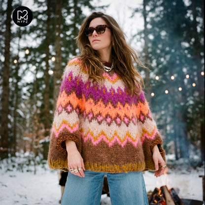 Knit pattern – MYPZ Chunky Topdown Mohair Poncho Brownberry No.12 (ENG-DE-NL-ES-FR-IT-DA-SV-NO)