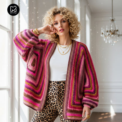Crochet kit - MYPZ Hexagon Cardigan Burgundy (ENG-NL-DE)