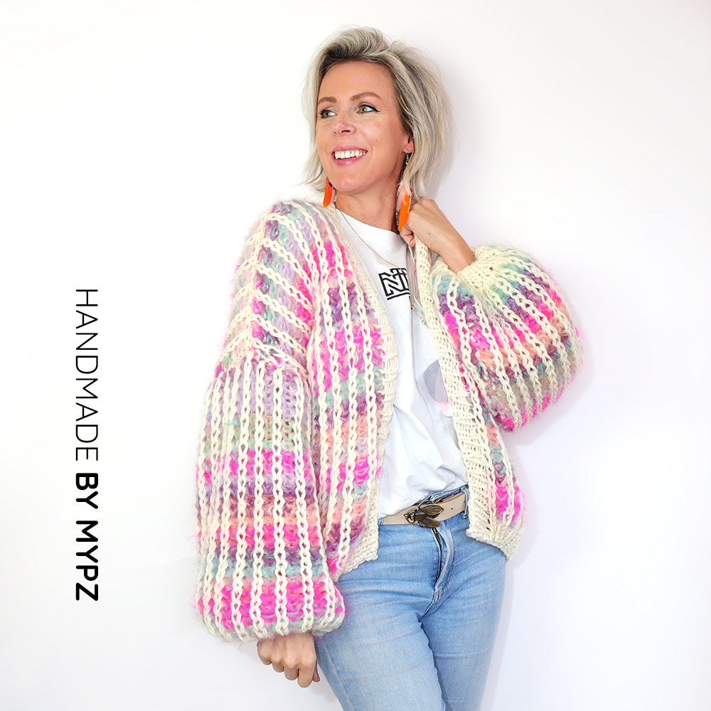 Knit Pattern – MYPZ Chunky Mohair Rib Cardigan Dusty-Pink No.12 (ENG-NL)