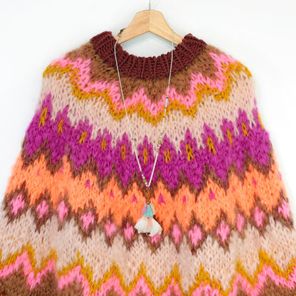 Knit pattern – MYPZ Chunky Topdown Mohair Poncho Brownberry No.12 (ENG-DE-NL-ES-FR-IT-DA-SV-NO)
