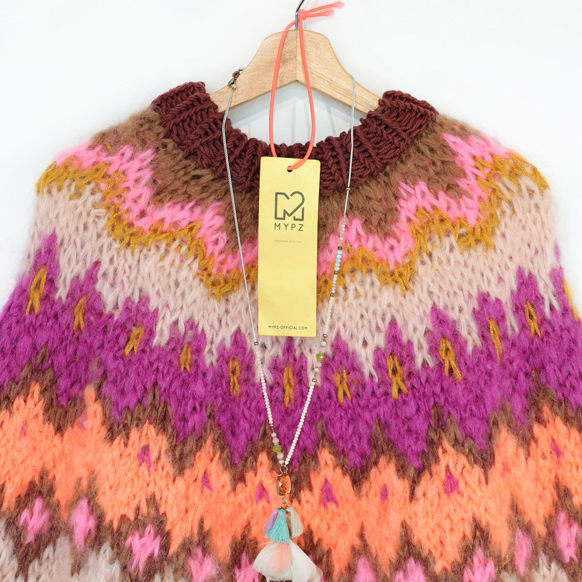 Knit pattern – MYPZ Chunky Topdown Mohair Poncho Brownberry No.12 (ENG-DE-NL-ES-FR-IT-DA-SV-NO)