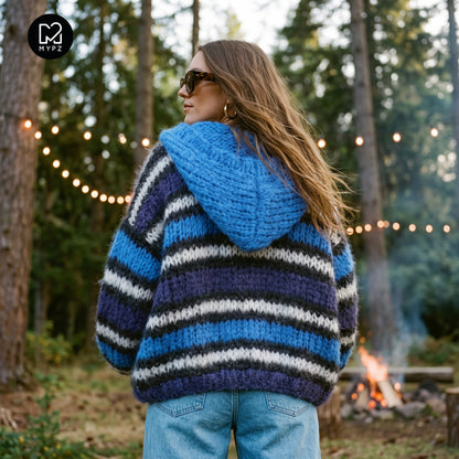 Knit pattern – MYPZ Hooded Chunky Mohair Bomber Cardigan Blue No.15 (ENG-DE-NL-ES-FR-IT-DA-SV-NO)