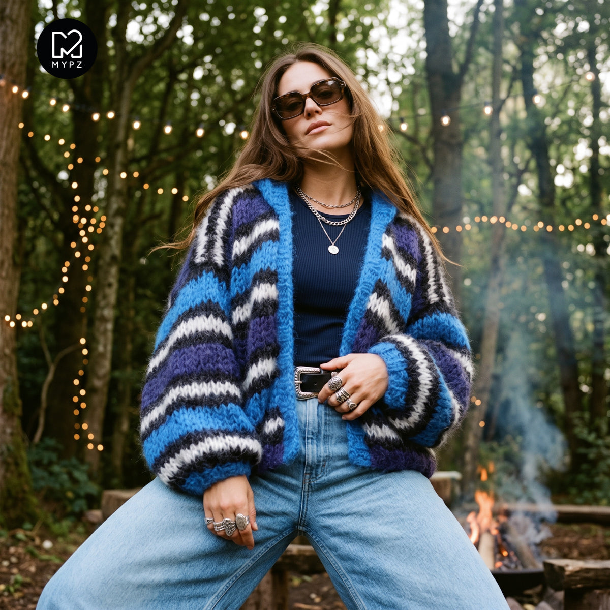 Knit pattern – MYPZ Hooded Chunky Mohair Bomber Cardigan Blue No.15 (ENG-DE-NL-ES-FR-IT-DA-SV-NO)