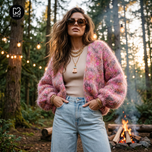 Knit Pattern – MYPZ Short Chunky Alpaca-Mohair Cardigan Pecan Dream No.15 (ENG-DE-NL-ES-FR-IT-DA-SV-NO)
