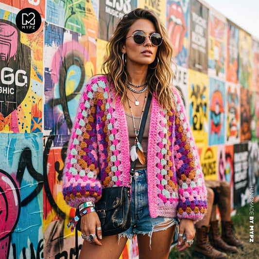 Crochet kit - MYPZ Hexagon Cardigan Violet Pop (ENG-NL-DE-FR-ES)