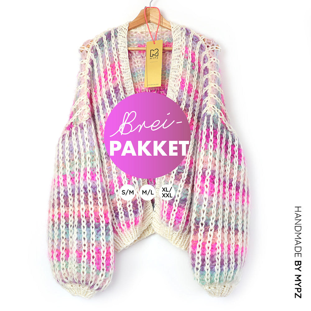 Knitting Kit – MYPZ Chunky Mohair Rib Cardigan Dusty-Pink No.12 (ENG-NL)