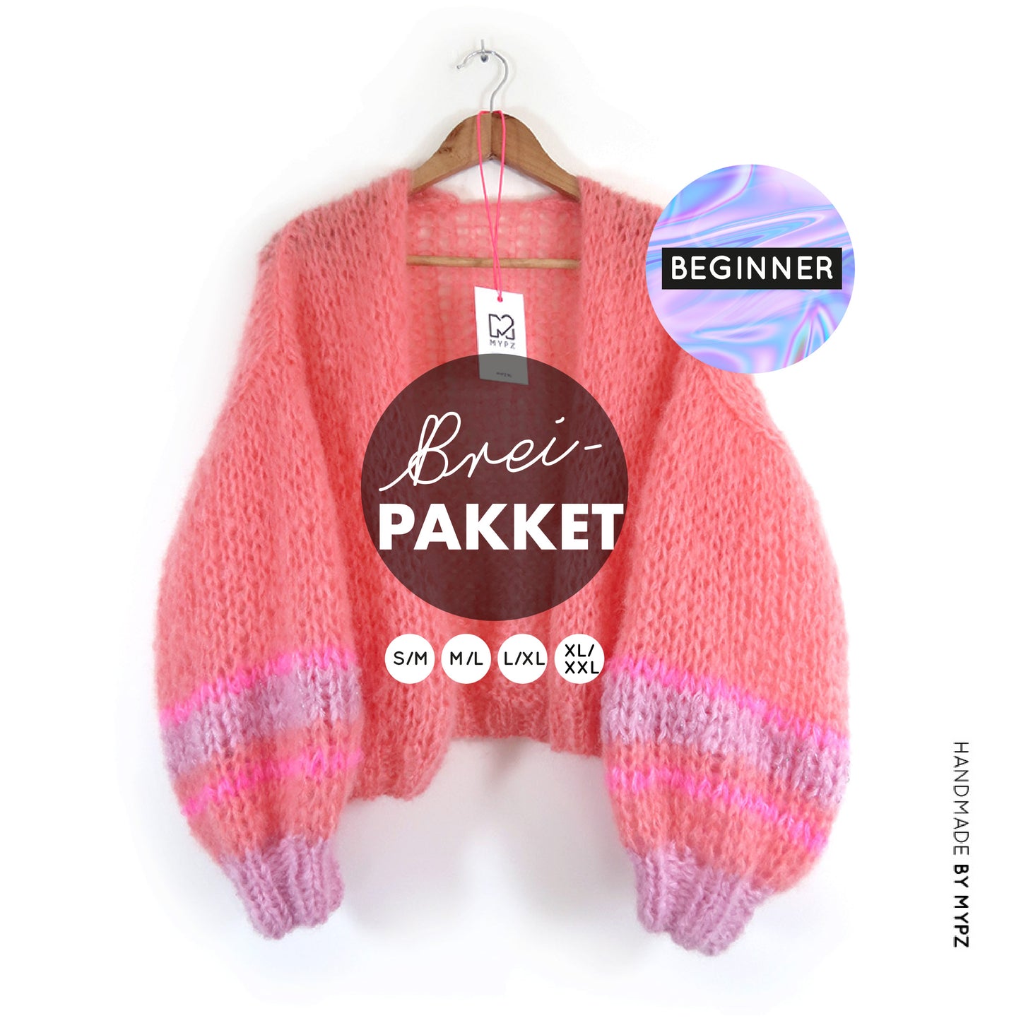 Knitting Kit – MYPZ Short Basic Chunky Cardigan Salmon No.15 – Beginner (ENG-NL-DE)