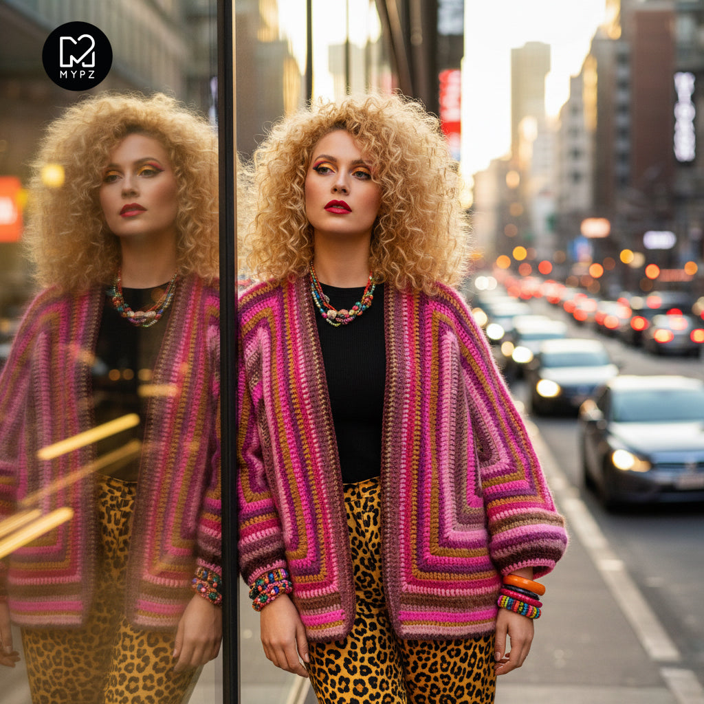 Crochet kit - MYPZ Hexagon Cardigan Burgundy (ENG-NL-DE)