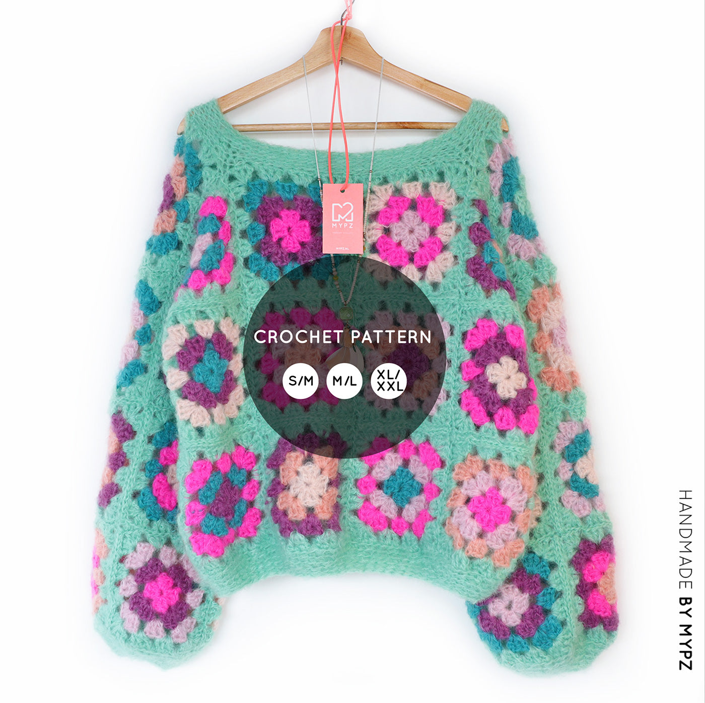 Crochet pattern - MYPZ Granny square Mohair pullover Mint (ENG-NL)