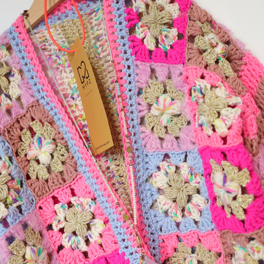 Crochet pattern - Flowergranny cardigan Fusion for kids (ENG-NL)