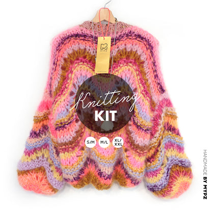 Knitting Kit – Chunky Mohair Pullover Colorflow Wave No.12 (ENG-NL-DE)