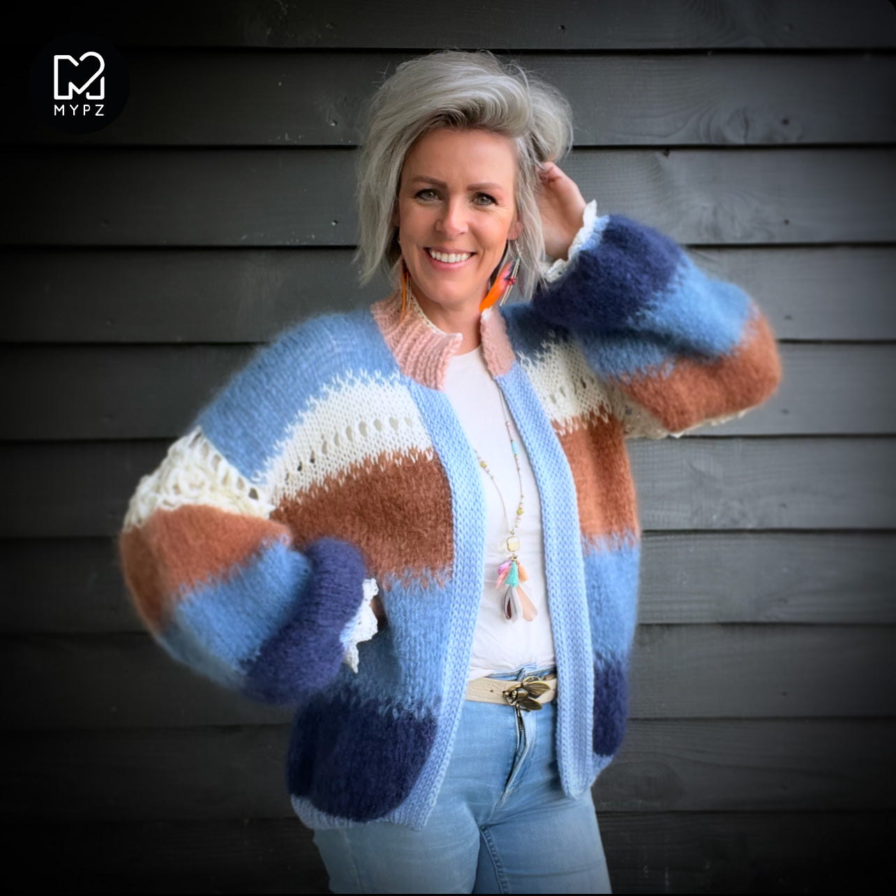 Knitting Kit – MYPZ Light Mohair Cardigan Blue Pop No.9 (ENG-NL)