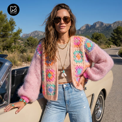 Crochet pattern - MYPZ Granny square mohair cardigan Marshmallow (ENG-NL-DE)