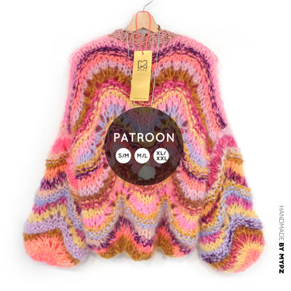 Knit pattern – Chunky Mohair Pullover Colorflow Wave No.12 (ENG-NL-DE)