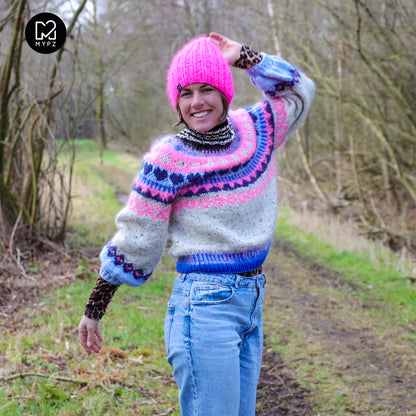 Knitting Kit – MYPZ top-down sweater Blue Heart No6 (ENG-NL-DE)