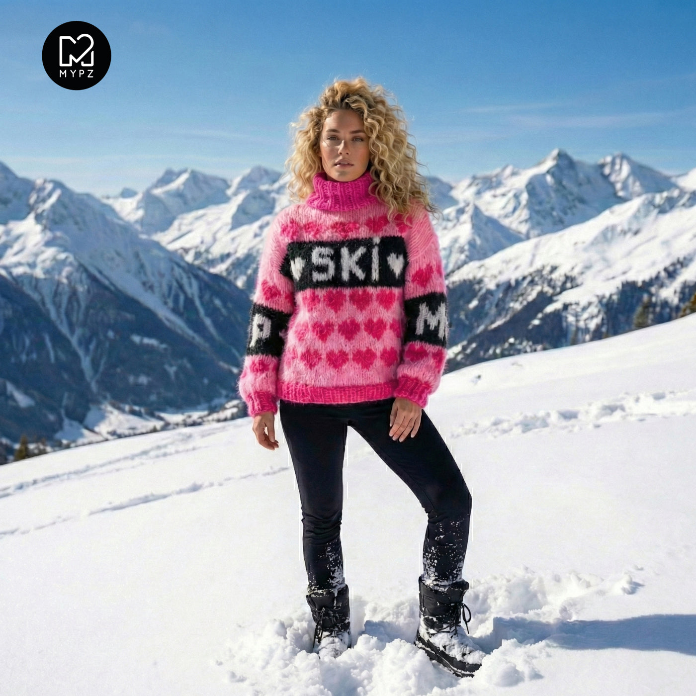 Knitting pattern – MYPZ Chunky Mohair Ski Love Pullover Pink No.9 (ENG-NL-DE)