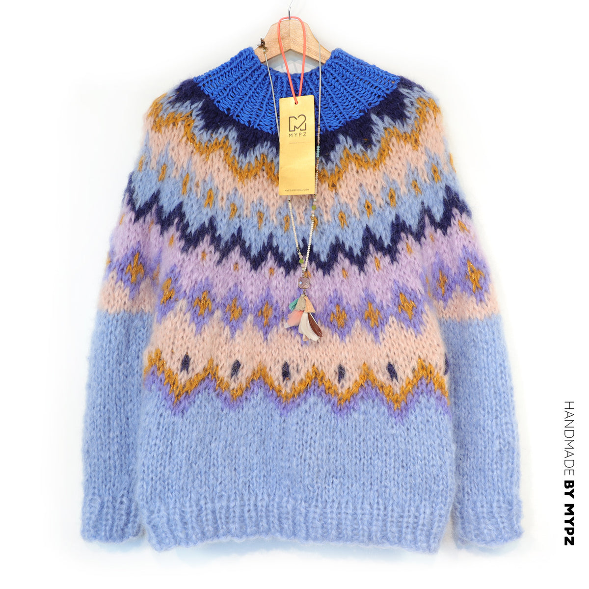 MYPZ  Chunky Topdown Mohair Pullover Blueberry