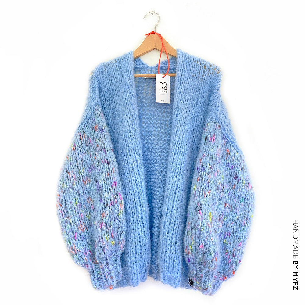 MYPZ basic chunky mohair cardigan Bubble Blue no15