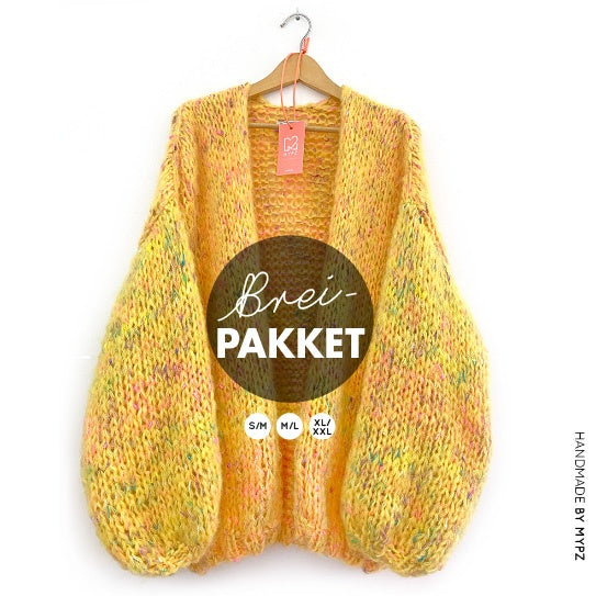 MYPZ breipakket basic chunky mohair cardigan Yellow Pops no15