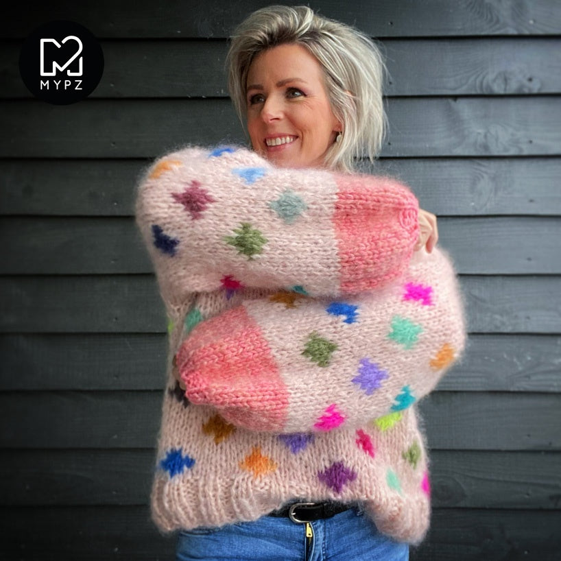 MYPZ chunky mohair dots pullover with hoodie NO9