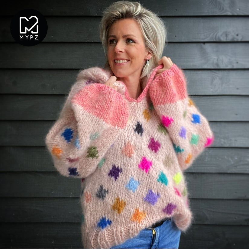 MYPZ chunky mohair dots pullover with hoodie NO9