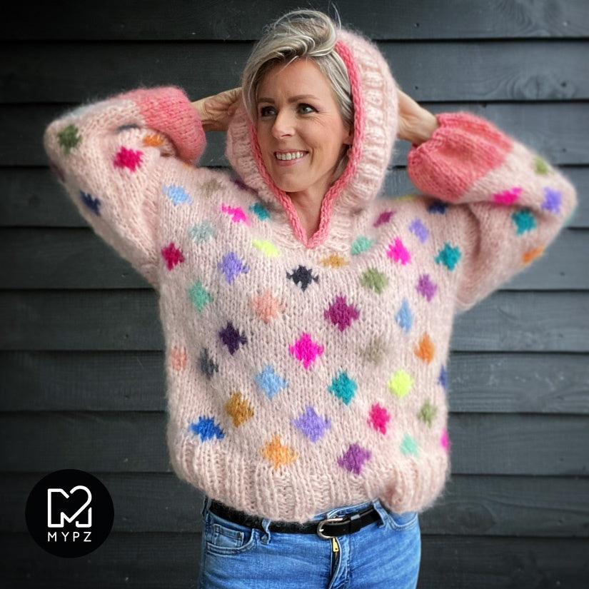 MYPZ chunky mohair dots pullover with hoodie NO9