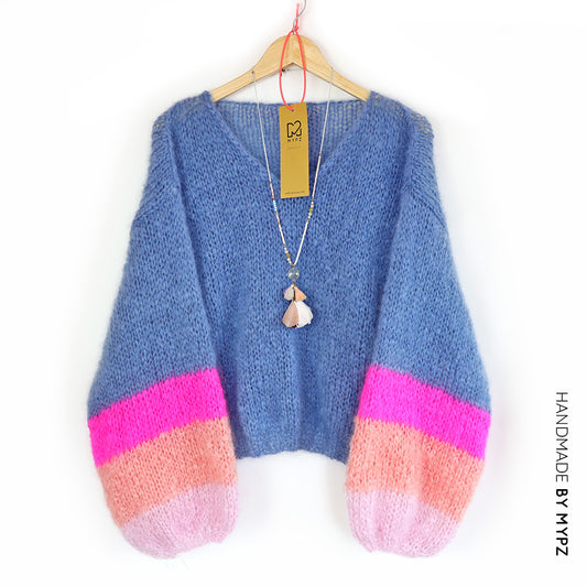 MYPZ Light Mohair v-neck Pullover Bluish