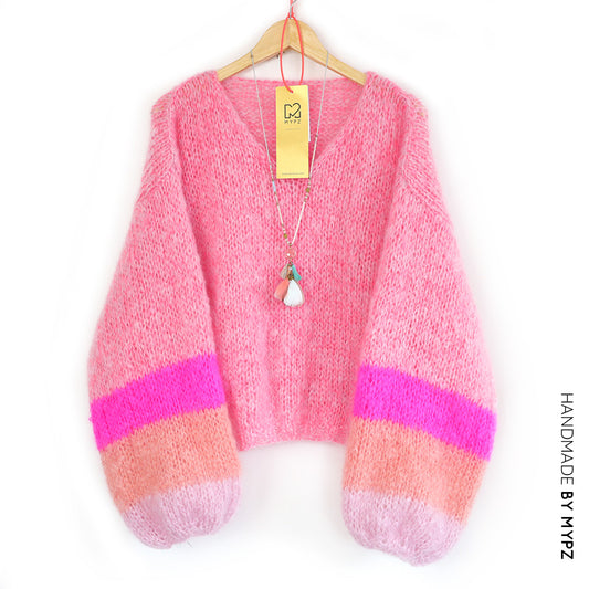 MYPZ Light Mohair v-neck Pullover Coral
