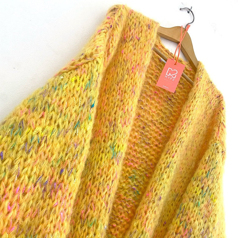 MYPZ knitting kit basic chunky mohair cardigan Yellow Pops no15