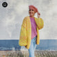 MYPZ knitting kit basic chunky mohair cardigan Yellow Pops no15